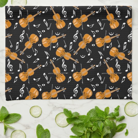 Violine Musiknoten Geschirrtuch (Gefaltet)
