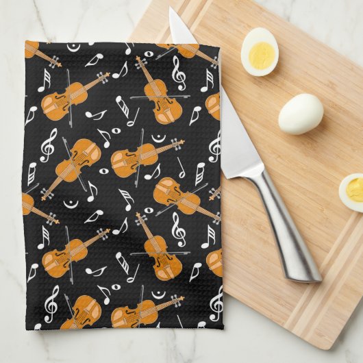 Violine Musiknoten Geschirrtuch (Viertel Falte)