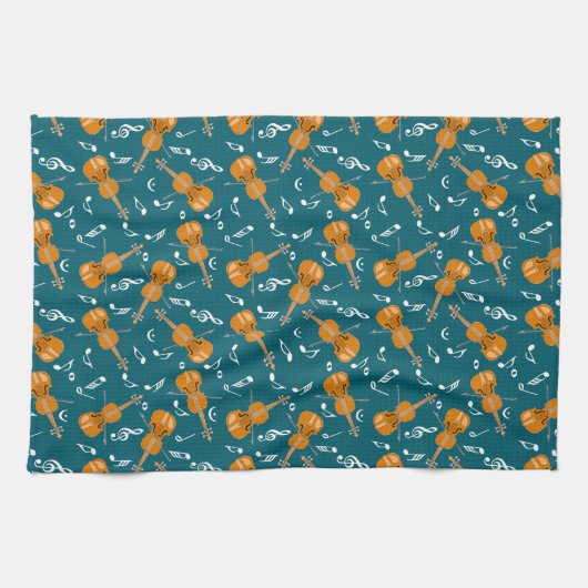 Violine Musiknoten Geschirrtuch (Horizontal)