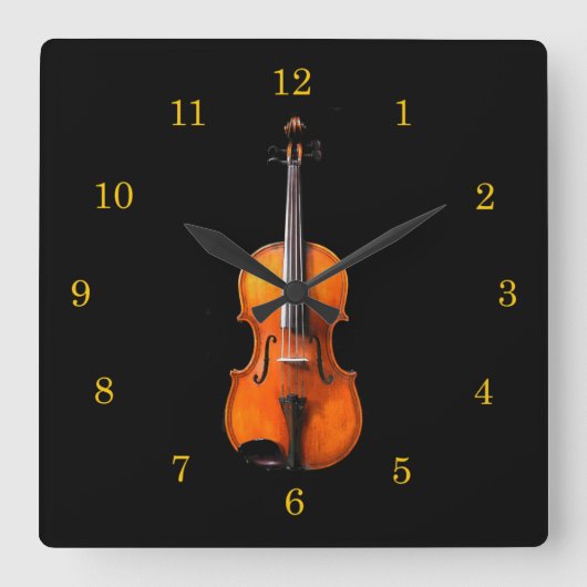 Violine oder Viola-Uhr Quadratische Wanduhr (Vorderseite)