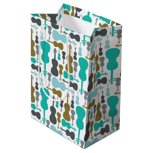 Violine oder Violonmuster Mittlere Geschenktüte (Rückseite Schrägansicht)