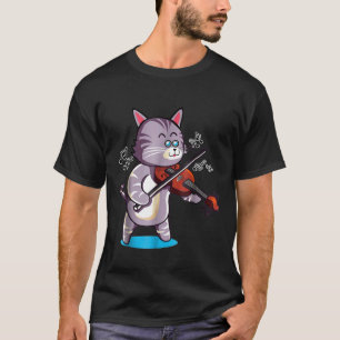 Violine Playing Cool Grau Cat Lieben Music Kitten T-Shirt