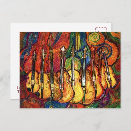 Violine Postkarte (Vorne/Hinten)