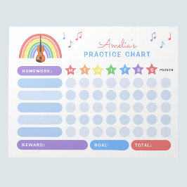 Violine Practice Musiknoten Rainbow Rewards Chart Notizblock