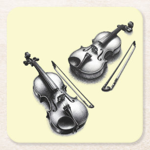 Violine Rechteckiger Pappuntersetzer