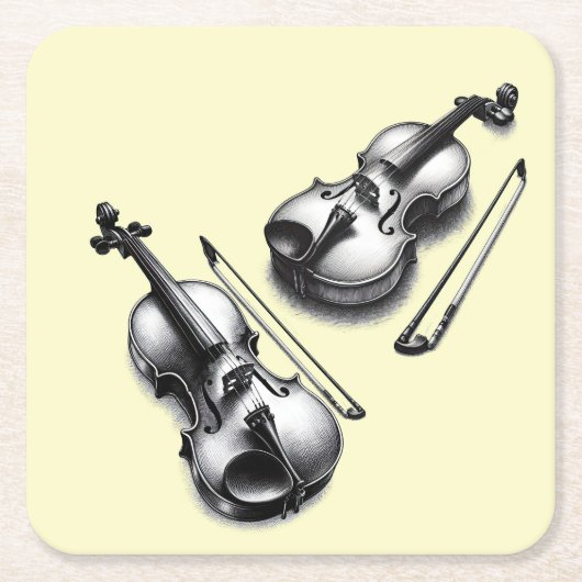 Violine Rechteckiger Pappuntersetzer (Vorderseite)