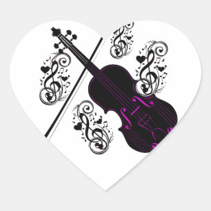 Violine, Rocking-Liebe_ Herz-Aufkleber