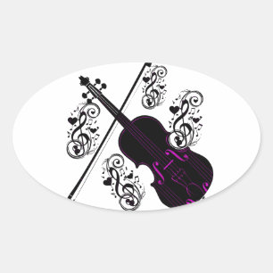 Violine, Rocking-Liebe_ Ovaler Aufkleber