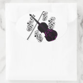 Violine, Rocking-Liebe_ Ovaler Aufkleber (Tasche)