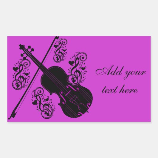 Violine, Rocking-Liebe_ Rechteckiger Aufkleber (Vorderseite)