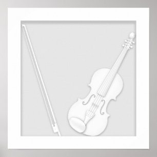 Violine und Bow Paper Cutout Illusion Weiß Poster