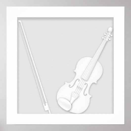 Violine und Bow Paper Cutout Illusion Weiß Poster (Vorne)