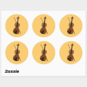 Violine und Bow Runder Aufkleber (Blatt)