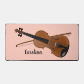 Violine und Bow Strings Musical Design Desk Mat Schreibtischunterlage (Vorderseite)