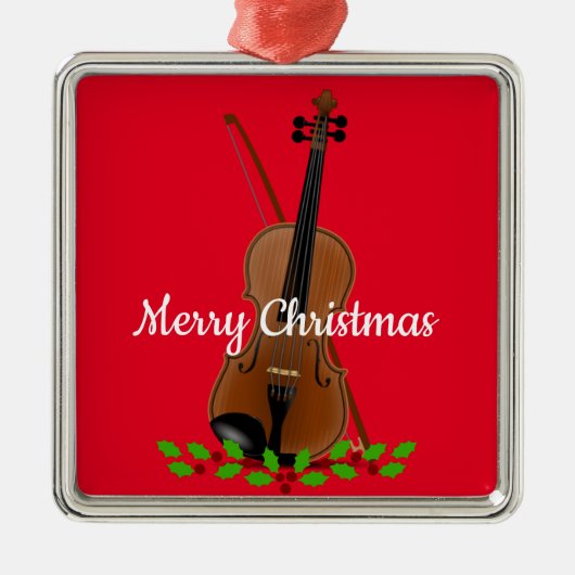 Violine und Bow Weihnachtsgestalterei Ornament Aus Metall (Vorne)