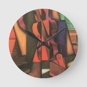 Violine und Gitarre von Juan Gris, Vintage-Kubismu Runde Wanduhr