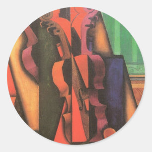 Violine und Gitarre von Juan Gris, Vintage-Kubismu Runder Aufkleber