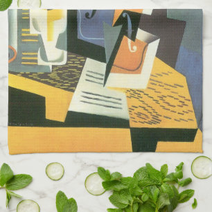 Violine und Glas von Juan Gris, Vintage Kubismus Küchentuch