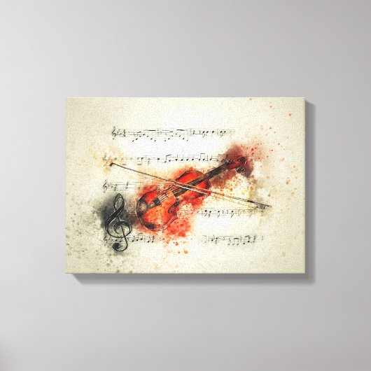 Violine und Musikblatt Vintag Leinwanddruck (Vorderseite)