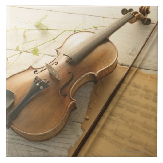 Violine und Noten Fliese (Vorderseite)