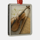 Violine und Noten Silbernes Ornament (Rechts)