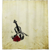 Violine und Rose Antike Duschvorhang (Vorderseite)