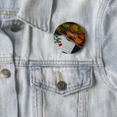 Violine und Rote Rose auf schwarzem Hintergrund Button (Beispiel)