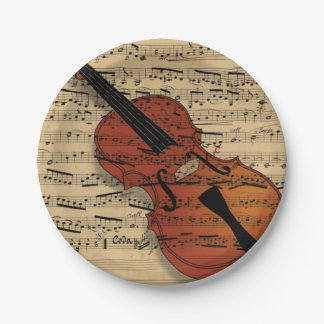Violine und Vintage Musik Pappteller