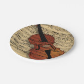 Violine und Vintage Musik Pappteller (Schrägansicht)