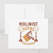 Violine - Violinist Needs Chocolate Postkarte (Vorne/Hinten)