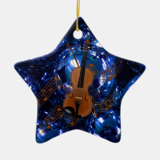 Violine von Weihnachtsblauen Bauern Keramik Ornament (Vorne)