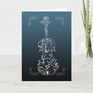 Violine White Line Zeichnend auf Blau Karte