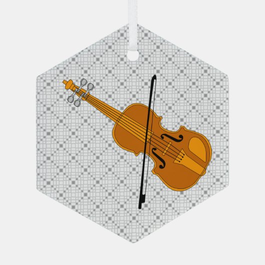 Violine Zeichnend Ornament Aus Glas (Rückseite)
