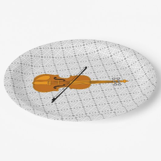 Violine Zeichnend Pappteller (Schrägansicht)