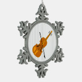 Violine Zeichnend Schneeflocken Zinn-Ornament (Links)
