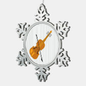 Violine Zeichnend Schneeflocken Zinn-Ornament (Rechts)