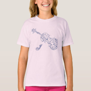 Violinen-blaue Linie, die mit Initiale zeichnet T-Shirt