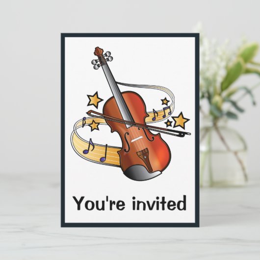 Violinen-Erwägungsgrund mit Stern Einladung (Stehend Vorderseite)