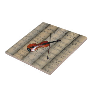 Violinen-~ gerolltes Notenen-Hintergrund ~ Musical Fliese