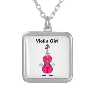 Violinen-Mädchen-Halskette Versilberte Kette