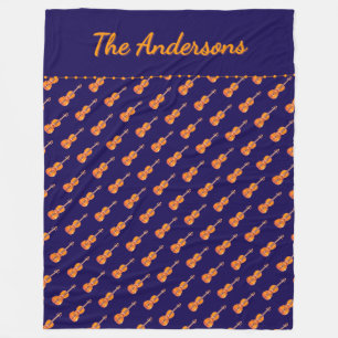 Violinen Musik Thema Muster Navy Personalisiert Fleecedecke