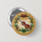 Violinen-Musik-WeihnachtsKranz-Musiker-Geschenk Button (Vorne & Hinten)