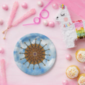 Violinen-Sonnenblume im bewölkten blauen Himmel Pappteller (Party)