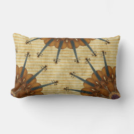 Violinen-Sonnenblumen auf goldenen Streifen Lendenkissen