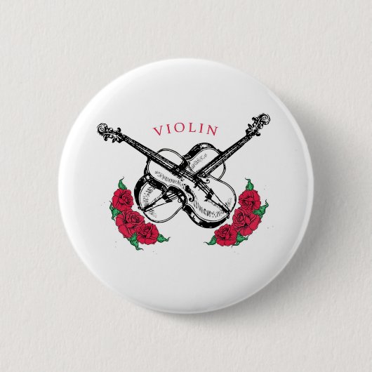 Violinen-Spieler-Violine und Rosen Button (Vorderseite)
