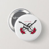 Violinen-Spieler-Violine und Rosen Button (Vorne & Hinten)