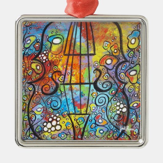 Violinen-und Blumen-Weihnachtsverzierung Silbernes Ornament (Vorne)