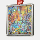 Violinen-und Blumen-Weihnachtsverzierung Silbernes Ornament (Links)