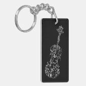 Violinen-weiße Linie, die auf Schwarzem zeichnet Schlüsselanhänger (Vorderseite links)