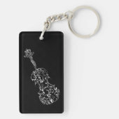 Violinen-weiße Linie, die auf Schwarzem zeichnet Schlüsselanhänger (Rückseite)